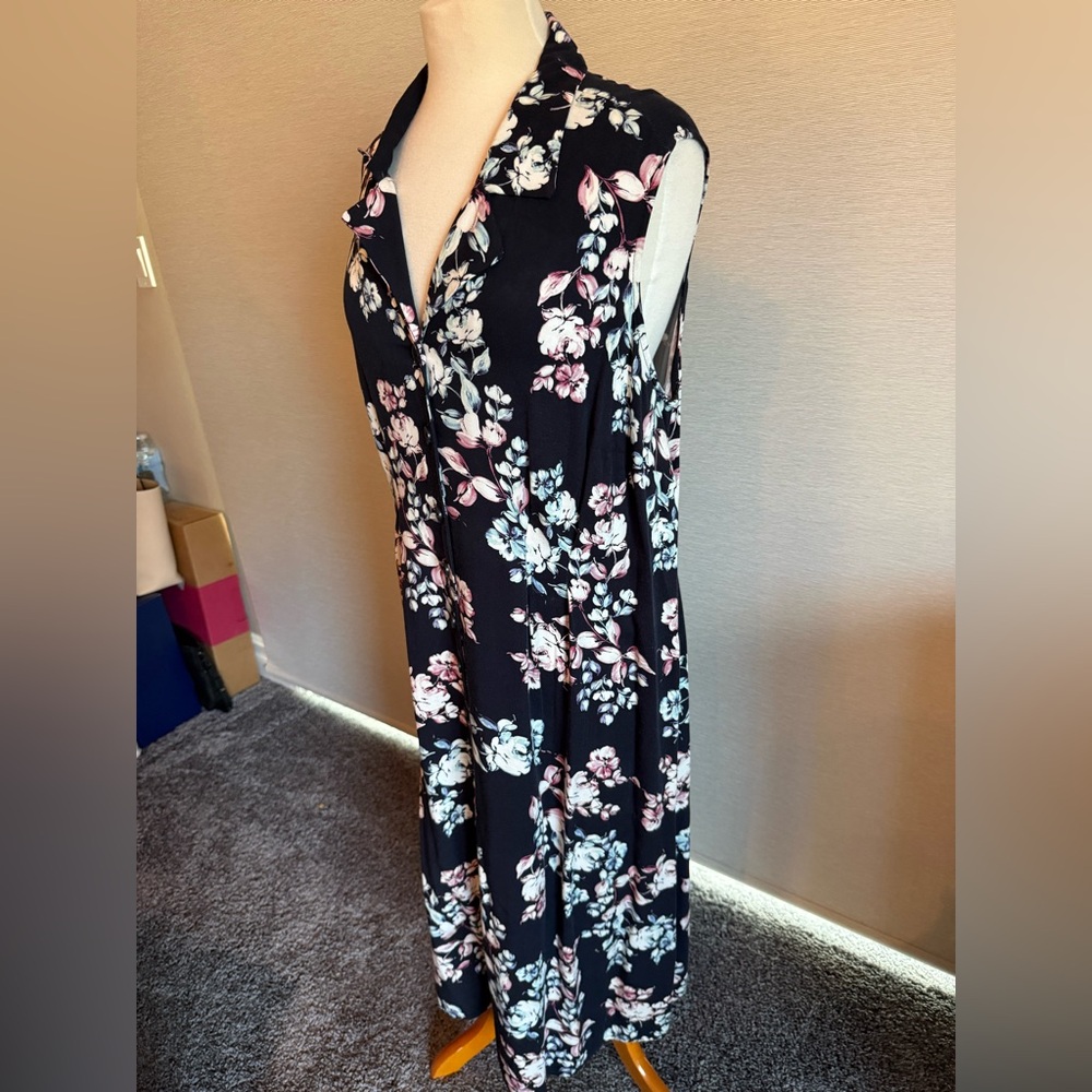 J. Jill Floral Sleeveless Maxi Button Up Dress
